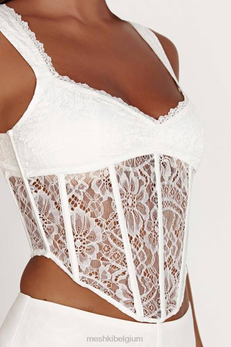 Aisha kanten korsettopje Meshki wit N4JN886 kleding