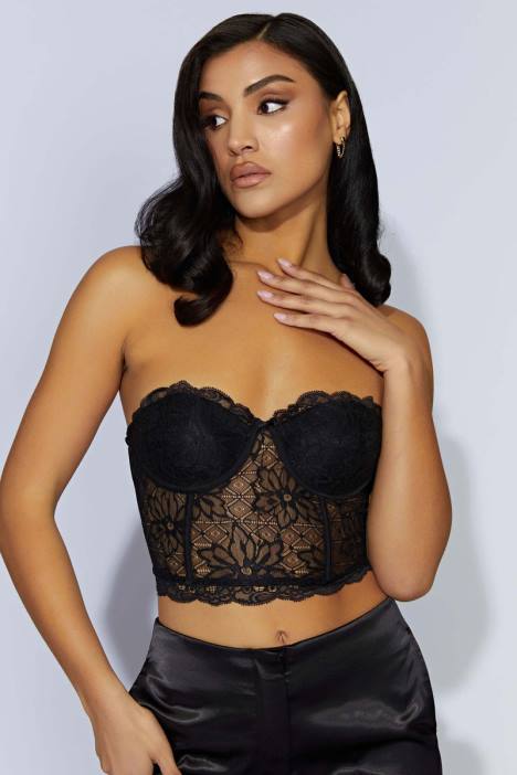 Alessandra kanten korset Meshki zwart N4JN1083 kleding