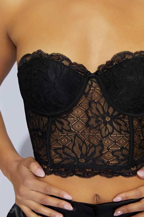 Alessandra kanten korset Meshki zwart N4JN1083 kleding