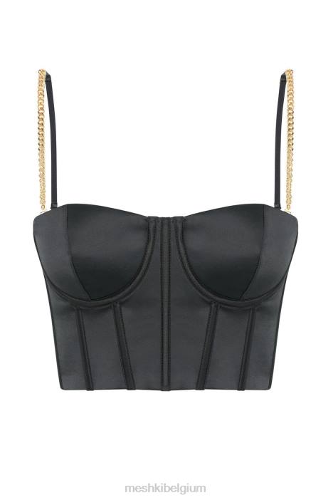 Alexina bustier met kettingriem en korset Meshki zwart N4JN1107 kleding