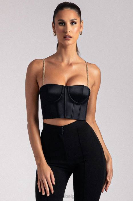 Alexina bustier met kettingriem en korset Meshki zwart N4JN1107 kleding