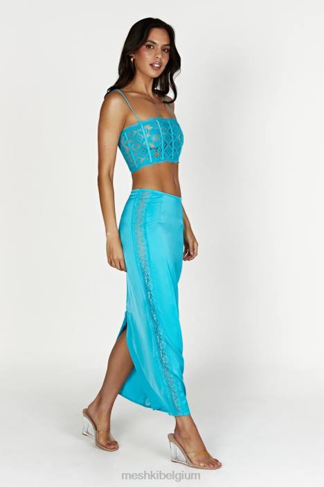 Bellamy geschulpte kanten lijfje Meshki aquamarijn N4JN1043 kleding