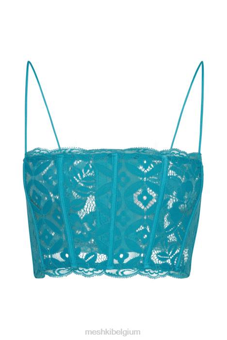 Bellamy geschulpte kanten lijfje Meshki aquamarijn N4JN1043 kleding