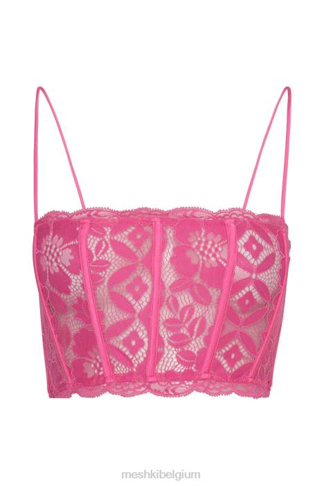 Bellamy geschulpte kanten lijfje Meshki kauwgom roze N4JN1019 kleding