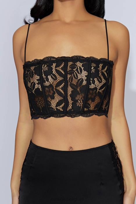 Bellamy geschulpte kanten lijfje Meshki zwart N4JN1016 kleding