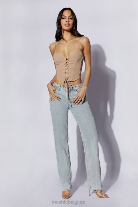 Janice lange korsettop Meshki taupe N4JN1022 kleding