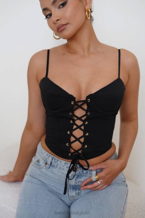 Janice lange korsettop Meshki zwart N4JN1051 kleding