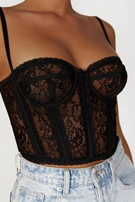 Sansa kanten bustier Meshki zwart N4JN827 kleding