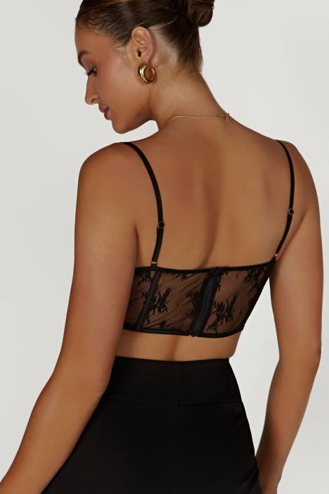 hattie satijnen en kanten korsettopje Meshki zwart N4JN978 kleding