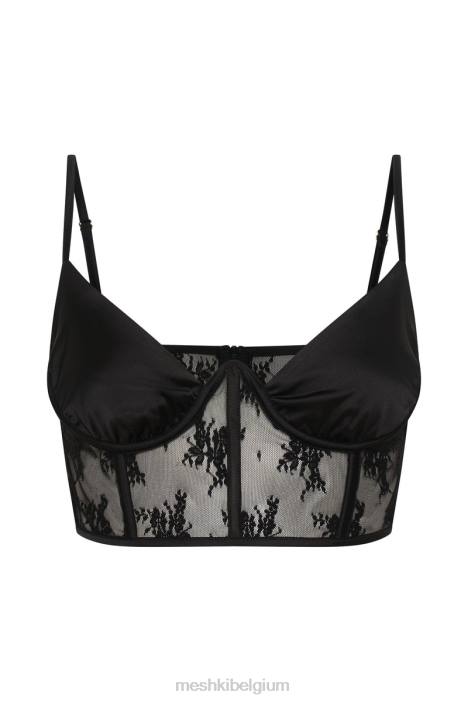 hattie satijnen en kanten korsettopje Meshki zwart N4JN978 kleding