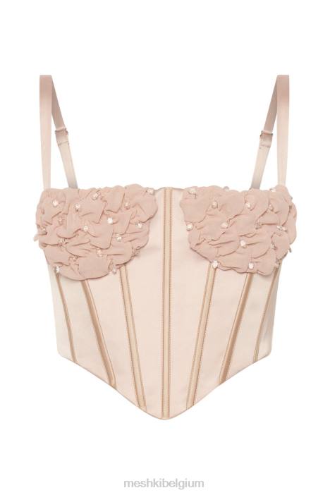 kristy shirring buste corset top Meshki Champagne N4JN1085 kleding