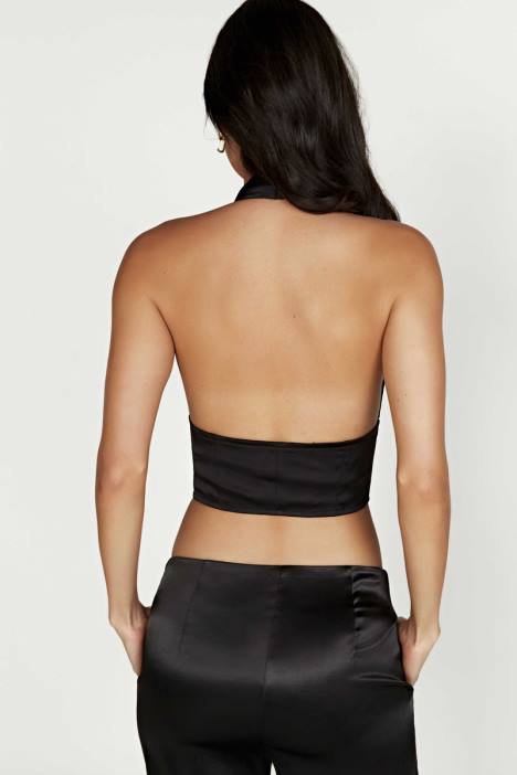 mallory satijnen korsettopje Meshki zwart N4JN1122 kleding