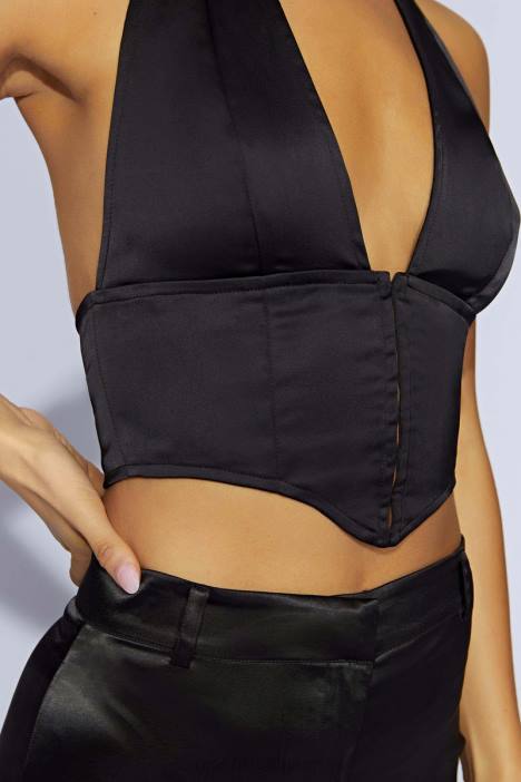 mallory satijnen korsettopje Meshki zwart N4JN1122 kleding