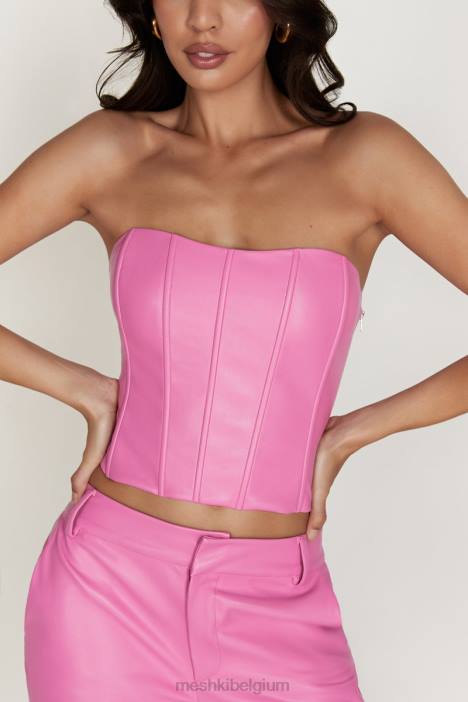 matilda lange lijn kunstleer corset top Meshki roze roze N4JN1036 kleding