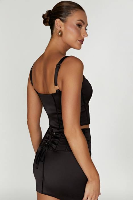 scharlaken satijnen korsettopje Meshki zwart N4JN971 kleding