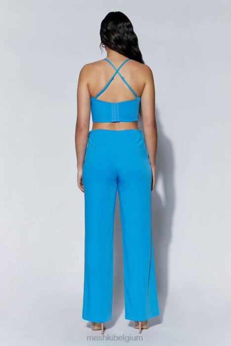 Bahar crop top met naadlijn Meshki azuur blauw N4JN1040 kleding