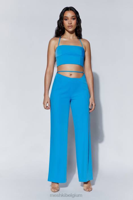 Bahar crop top met naadlijn Meshki azuur blauw N4JN1040 kleding