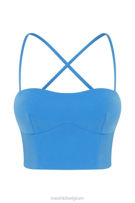 Bahar crop top met naadlijn Meshki azuur blauw N4JN1040 kleding