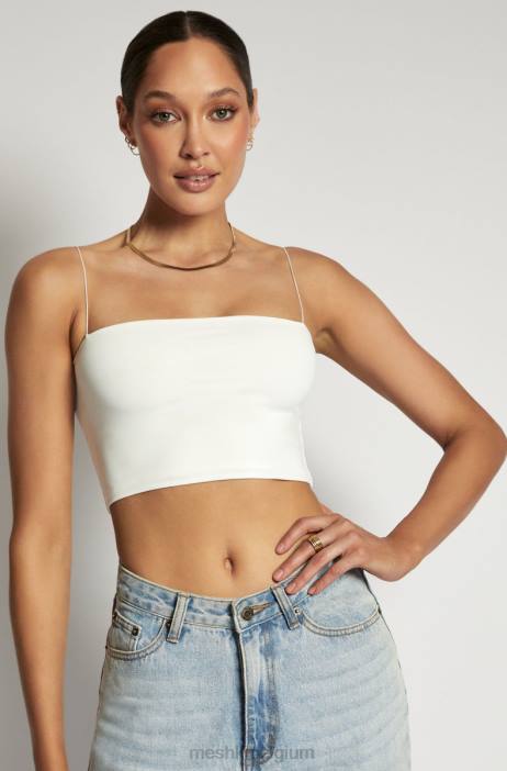 Cami croptop van Yvonne Meshki wit N4JN938 kleding