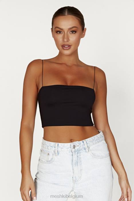 Cami croptop van Yvonne Meshki zwart N4JN939 kleding