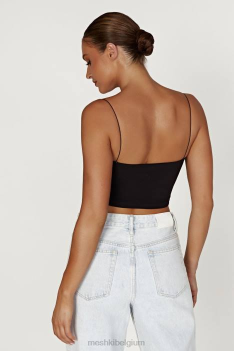 Cami croptop van Yvonne Meshki zwart N4JN939 kleding