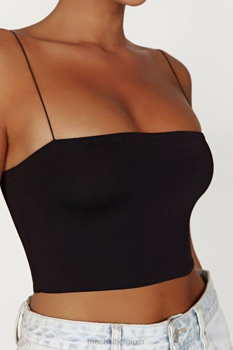 Cami croptop van Yvonne Meshki zwart N4JN939 kleding