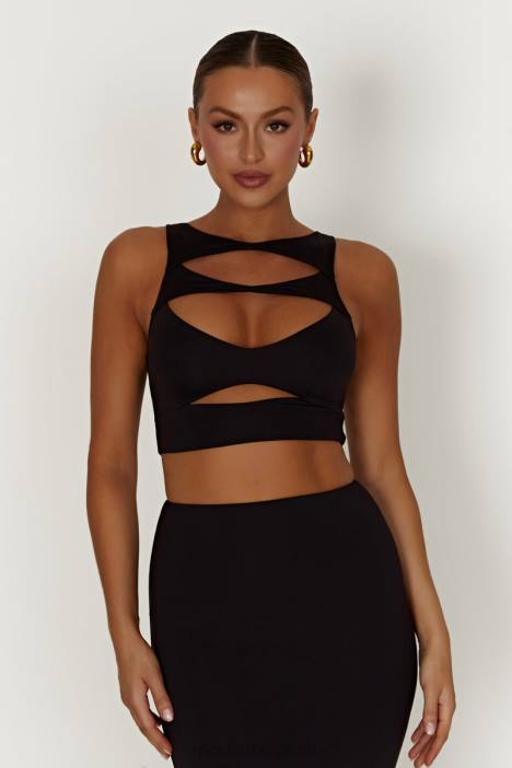 Chloe uitgesneden crop top Meshki zwart N4JN855 kleding