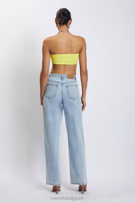 Crop top met halterhals en diamanten ketting Meshki geel N4JN1142 kleding