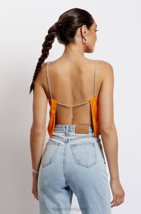 Dayana recht gesneden croptop Meshki mandarijn- N4JN1175 kleding