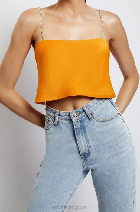 Dayana recht gesneden croptop Meshki mandarijn- N4JN1175 kleding