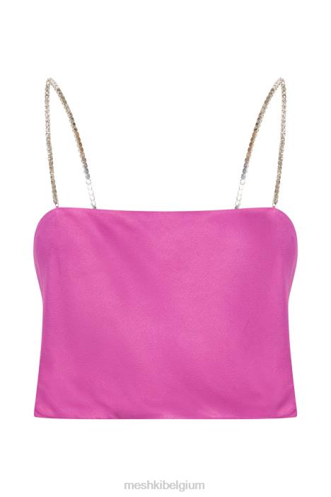 Dayana recht gesneden croptop Meshki paars N4JN1073 kleding