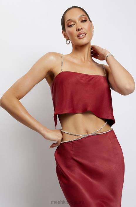 Dayana recht gesneden croptop Meshki wijn N4JN1173 kleding