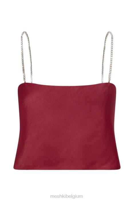 Dayana recht gesneden croptop Meshki wijn N4JN1173 kleding