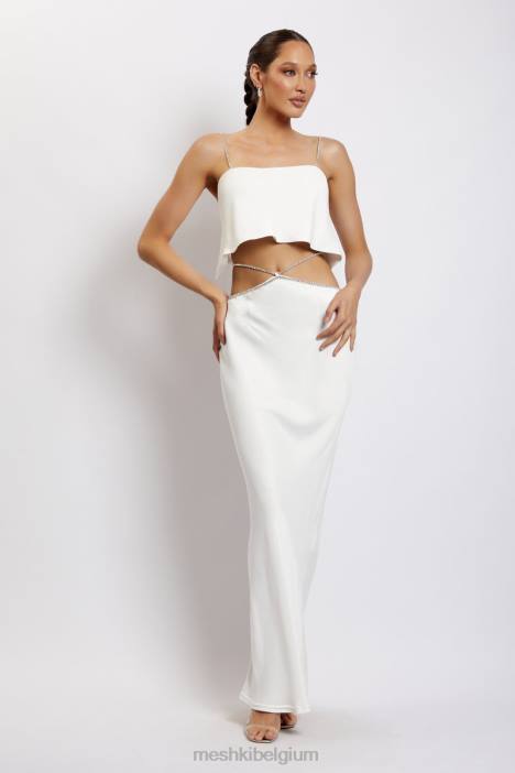 Dayana recht gesneden croptop Meshki wit N4JN1125 kleding