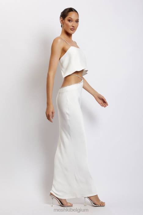 Dayana recht gesneden croptop Meshki wit N4JN1125 kleding