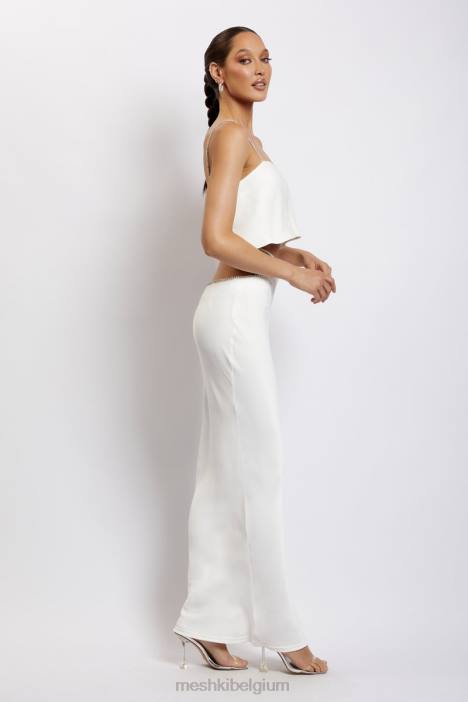 Dayana recht gesneden croptop Meshki wit N4JN1125 kleding