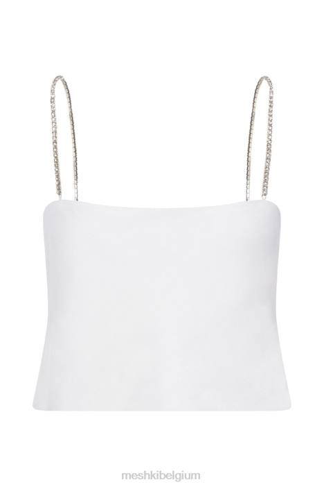 Dayana recht gesneden croptop Meshki wit N4JN1125 kleding