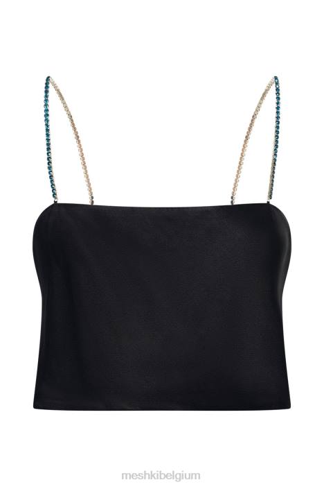 Dayana recht gesneden croptop Meshki zwart N4JN1126 kleding