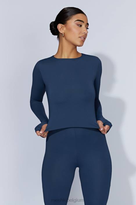 Estelle croptop met lange mouwen Meshki middernacht marine N4JN1131 kleding