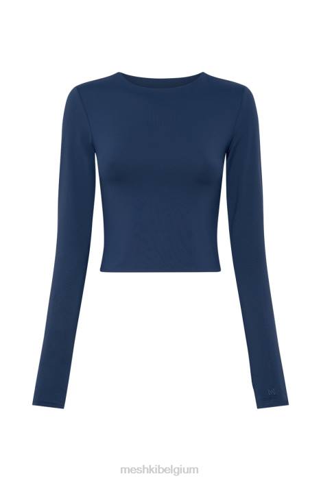 Estelle croptop met lange mouwen Meshki middernacht marine N4JN1131 kleding