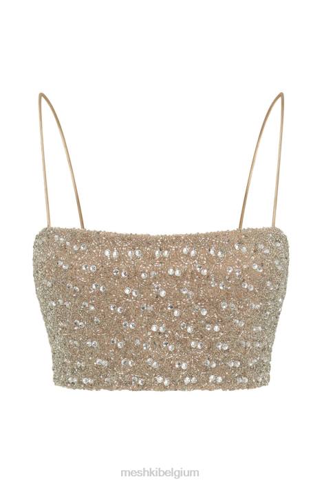 Eva verfraaide crop top Meshki zilver N4JN894 kleding