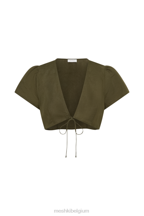 Fatima linnen croptop Meshki khaki N4JN754 kleding
