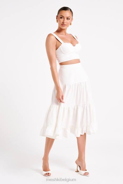 Hilaria gecupt linnen crop top Meshki wit N4JN757 kleding