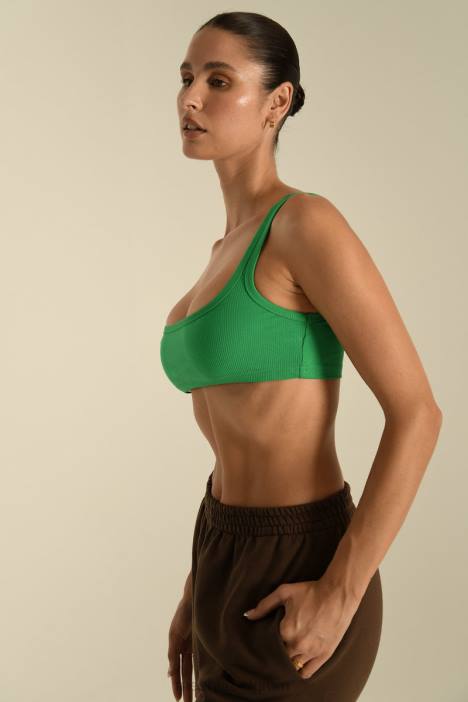 Jackie crop top met ronde hals Meshki Fel groen N4JN1157 kleding