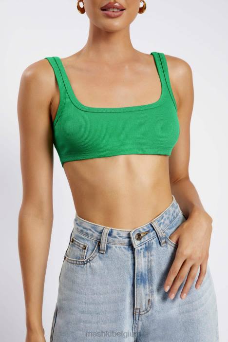 Jackie crop top met ronde hals Meshki Fel groen N4JN1157 kleding
