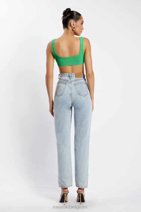 Jackie crop top met ronde hals Meshki Fel groen N4JN1157 kleding