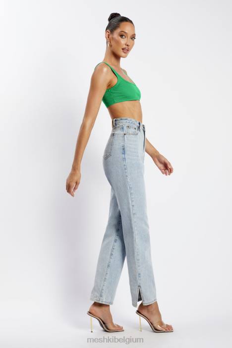 Jackie crop top met ronde hals Meshki Fel groen N4JN1157 kleding
