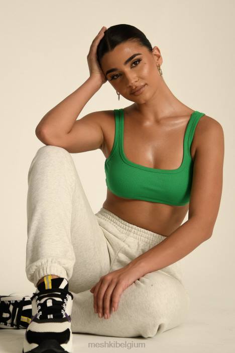 Jackie crop top met ronde hals Meshki Fel groen N4JN1157 kleding
