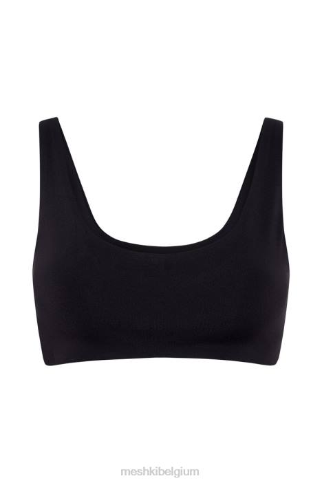 Jemma super crop top met ronde hals Meshki zwart N4JN919 kleding