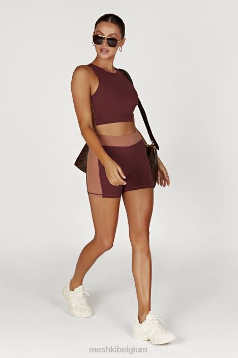 Lori tweekleurige racer croptop Meshki mahonie/bruin N4JN1094 kleding